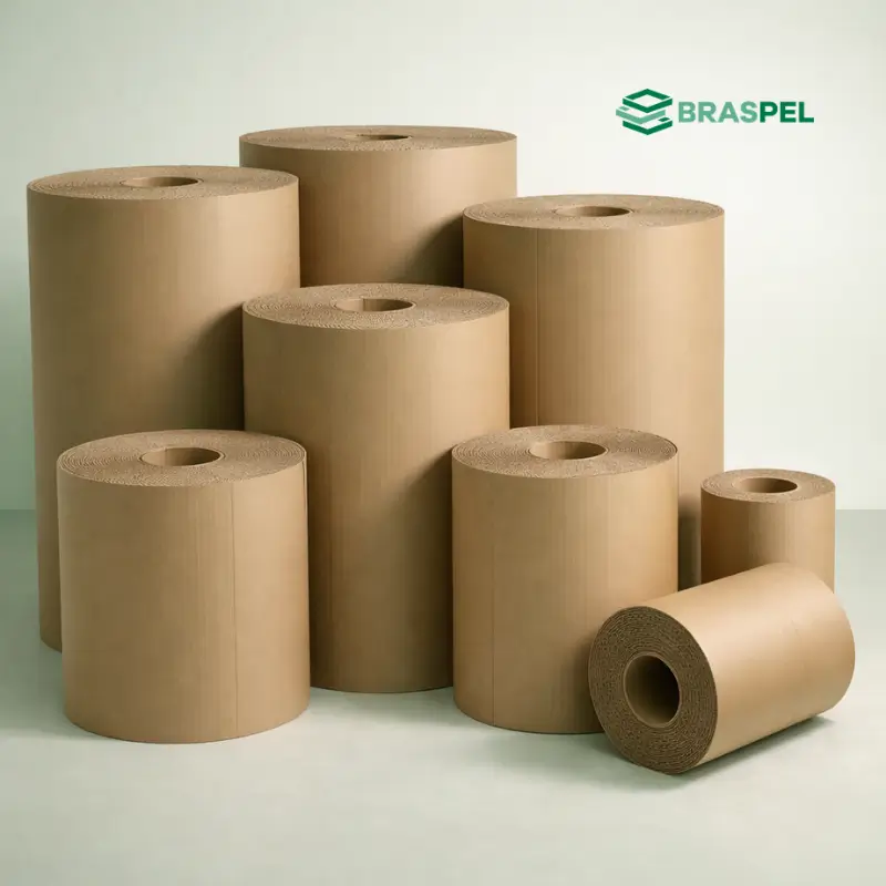 bobinas de papelão ondulado utilizadas em processos industriais